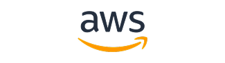 AWS logo: lowercase blue 'aws' with an orange curved arrow