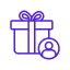 Purple gift box icon with a bow on top, simple line-art style.