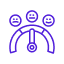 Purple circular teamwork icon showing people figures connected around a central hub, symbolizing collaboration. (informative)