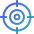 Blue bullseye target icon with concentric circles and a central dot, signaling focus or goal.