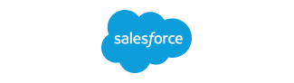 Salesforce logo: white text inside a blue cloud shape