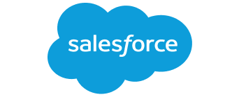 Salesforce logo: white lowercase text in a blue cloud shape against a dark background.