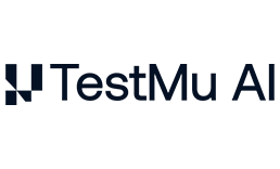 TestMu AI logo featuring a geometric dark blue mark to the left of the 'TestMu AI' wordmark.